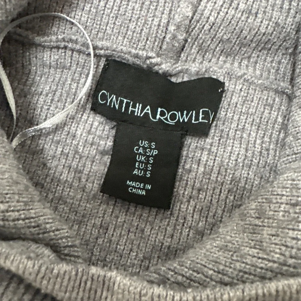 Cynthia Rowley Gray Ribbed Knit Hooded Sweater Dress Womens Small Long Sleeve - Picture 3 of 7